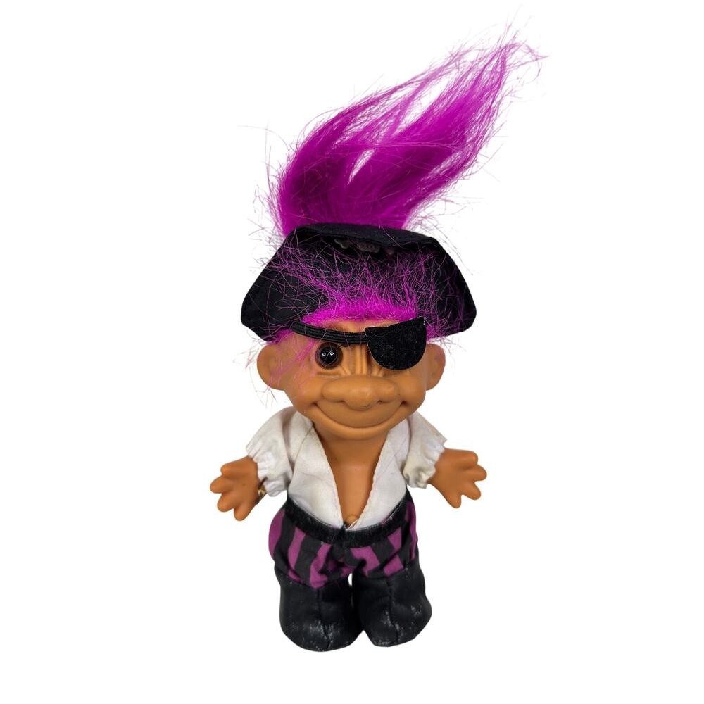 Vintage Pirate‎ Troll Hat Eye Patch 4" Purple Hair